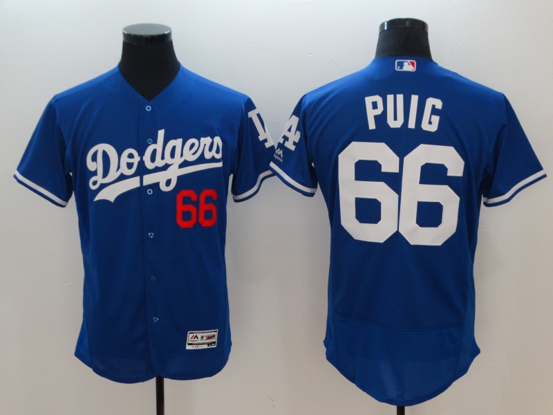 Men Los Angeles Dodgers 66 Puig Blue Elite MLB Jerseys